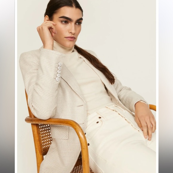 NWT Veronica Beard SUIT SET Mathi Jacket Blazer Isley Pant Trouser 4 Oatmeal - Picture 2 of 11